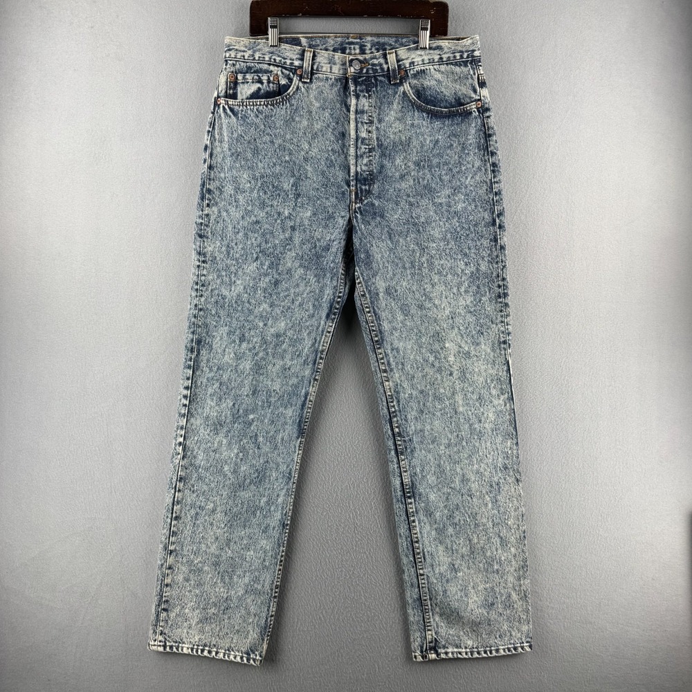 Vintage Levis Jeans Mens 38x32 (Fits 36x31) 80s Acid Wash 501 Made in USA
